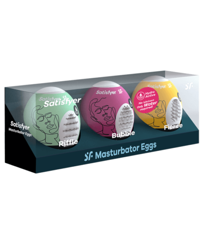 Set de Huevos Masturbadores, 3 unidades: Riffle, Bubble, Fierce
