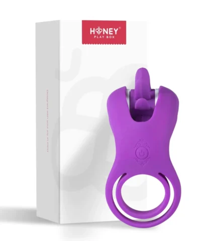 Vibrador de Lengua y Anillo Doble de Pene - Roxy