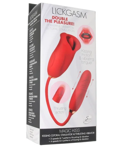 Vibrador Doble con Labios y Empuje- Magic Kiss