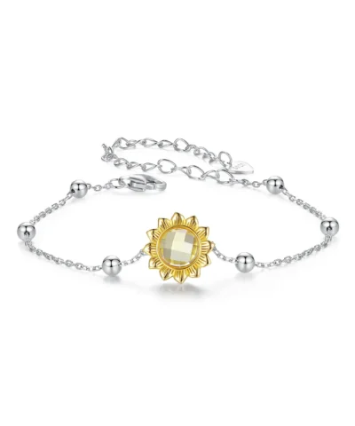 Pulsera de Girasol en Plata 925 para Mujer | Ajustable